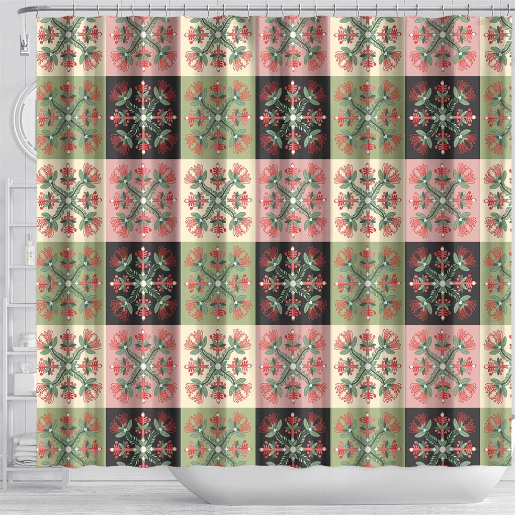 Seamless Pattern Pikake Lei Shower Curtain Floral Squares Pikake - Polynesian Pride
