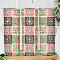 Seamless Pattern Pikake Lei Skinny Tumbler Floral Squares Pikake - Polynesian Pride