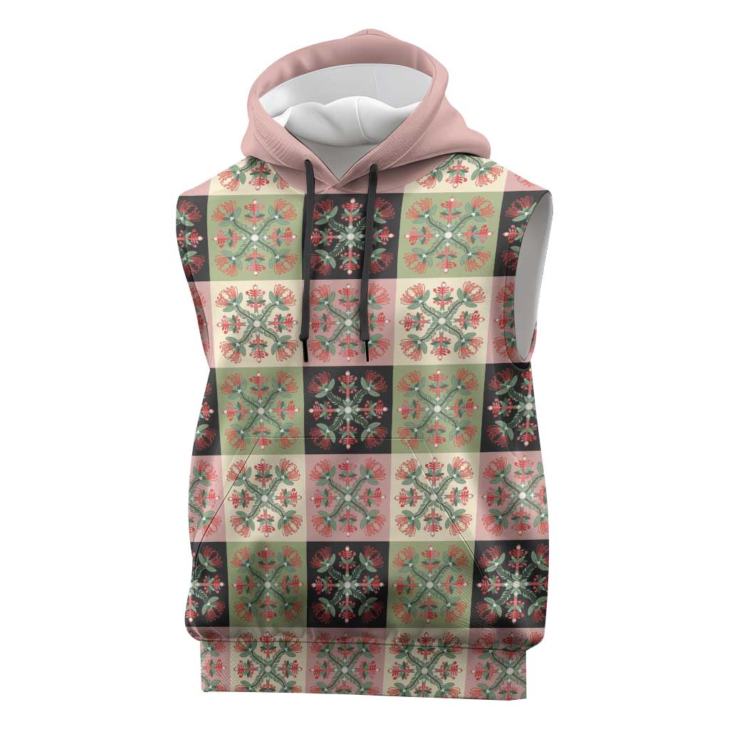 Seamless Pattern Pikake Lei Sleeveless Hoodie Floral Squares Pikake - Polynesian Pride