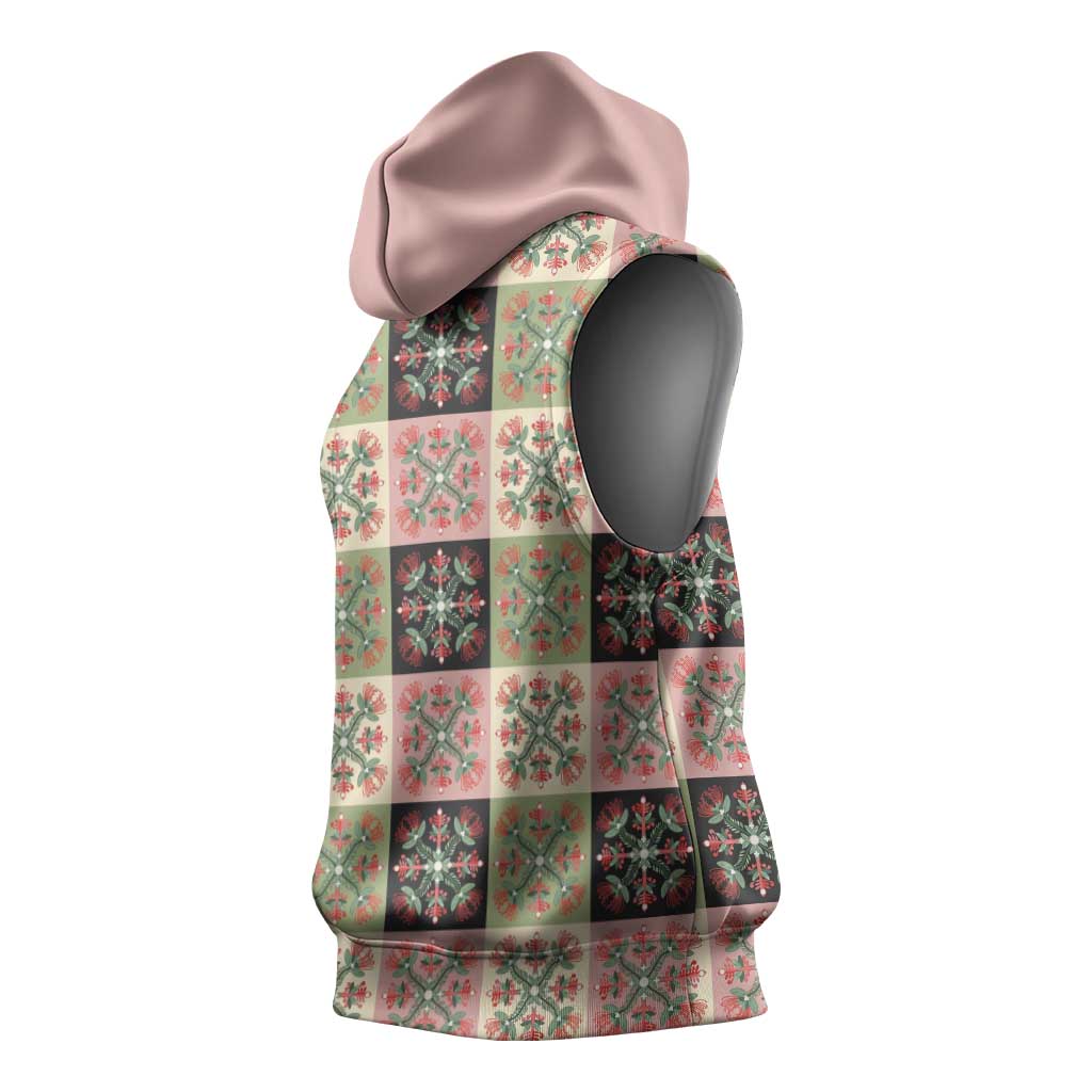 Seamless Pattern Pikake Lei Sleeveless Hoodie Floral Squares Pikake - Polynesian Pride