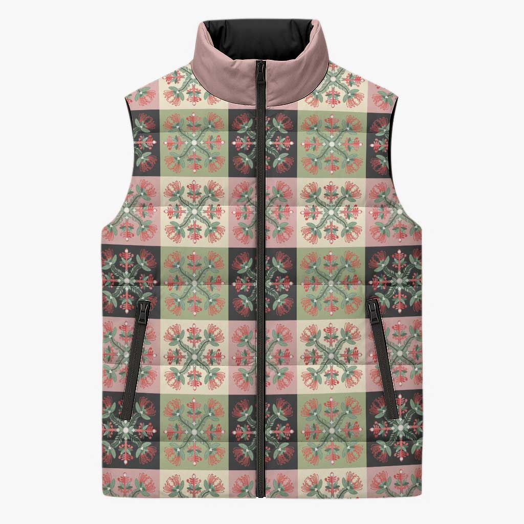 Seamless Pattern Pikake Lei Sleeveless Puffer Jacket Floral Squares Pikake - Polynesian Pride