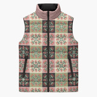 Seamless Pattern Pikake Lei Sleeveless Puffer Jacket Floral Squares Pikake - Polynesian Pride
