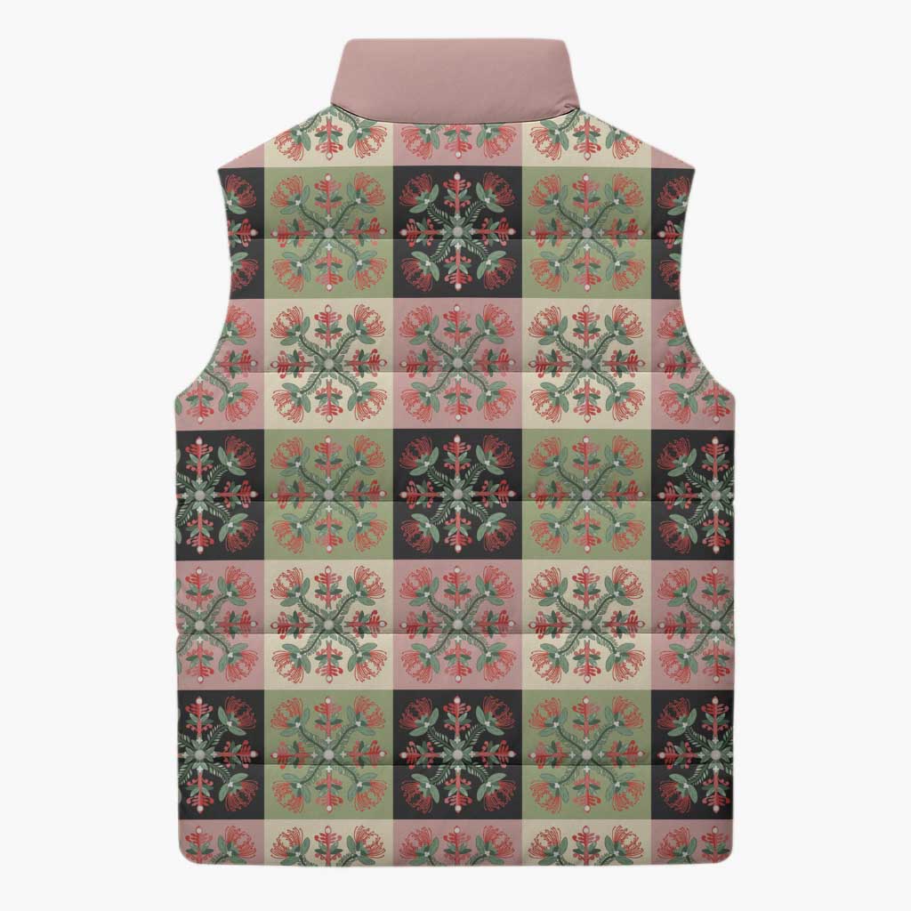Seamless Pattern Pikake Lei Sleeveless Puffer Jacket Floral Squares Pikake - Polynesian Pride