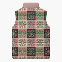 Seamless Pattern Pikake Lei Sleeveless Puffer Jacket Floral Squares Pikake - Polynesian Pride