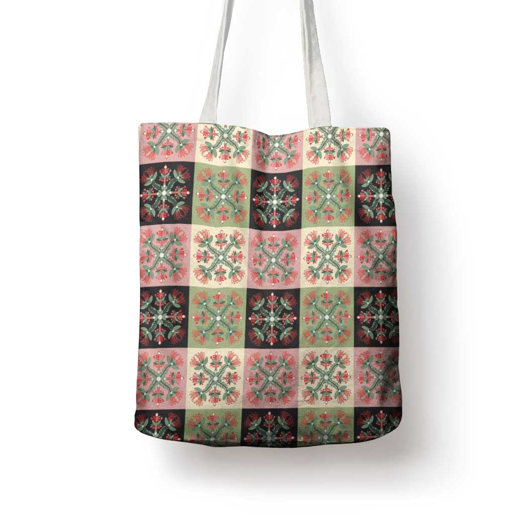 Seamless Pattern Pikake Lei Tote Bag Floral Squares Pikake - Polynesian Pride
