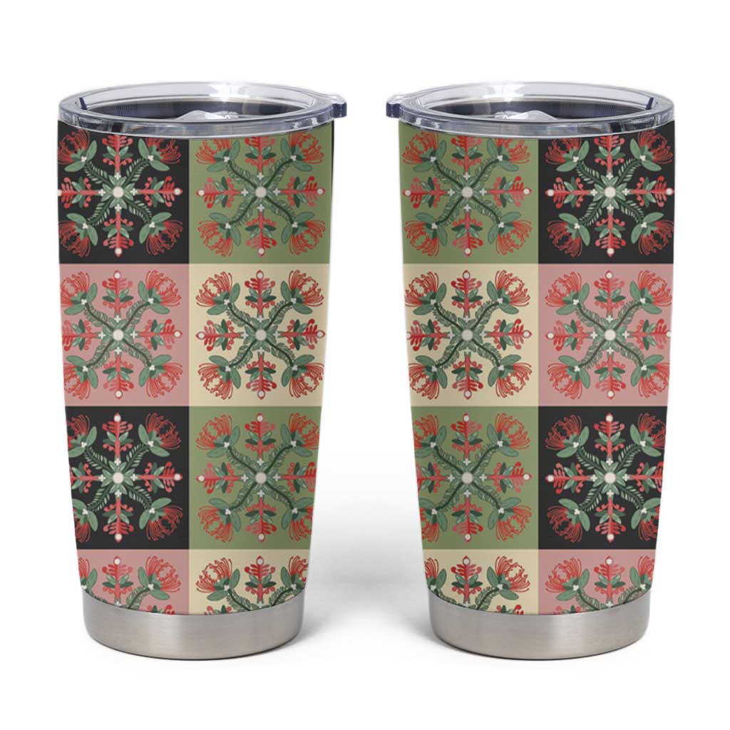 Seamless Pattern Pikake Lei Tumbler Cup Floral Squares Pikake - Polynesian Pride