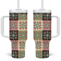 Seamless Pattern Pikake Lei Tumbler With Handle Floral Squares Pikake - Polynesian Pride