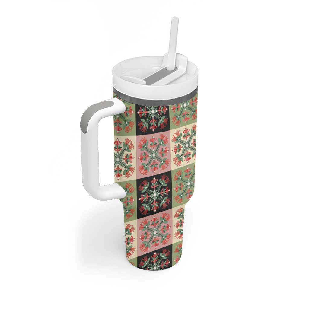 Seamless Pattern Pikake Lei Tumbler With Handle Floral Squares Pikake - Polynesian Pride