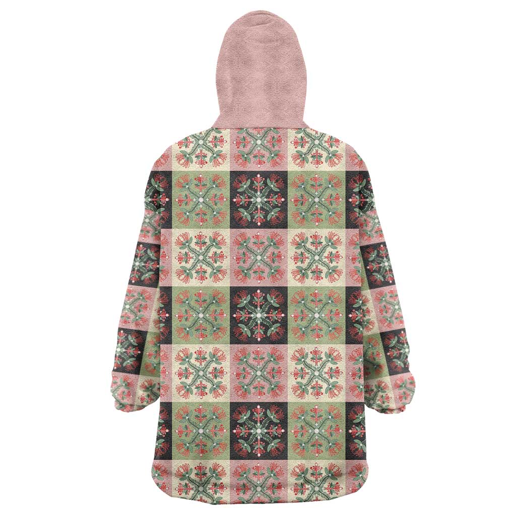Seamless Pattern Pikake Lei Wearable Blanket Hoodie Floral Squares Pikake - Polynesian Pride