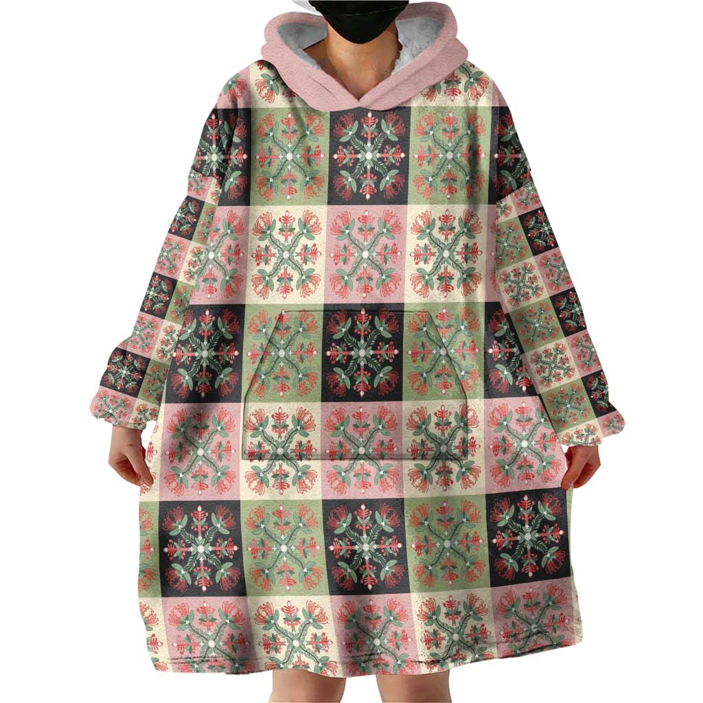 Seamless Pattern Pikake Lei Wearable Blanket Hoodie Floral Squares Pikake - Polynesian Pride
