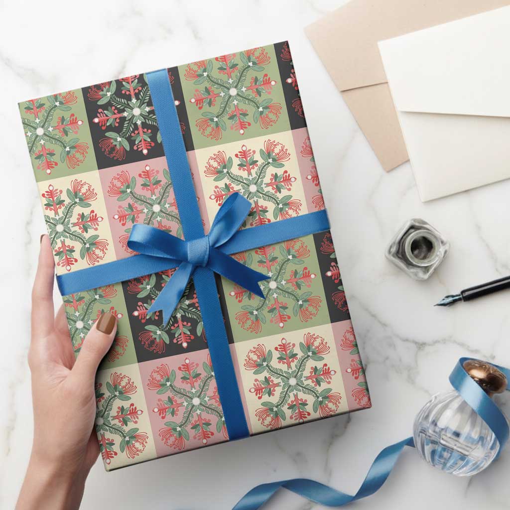 Seamless Pattern Pikake Lei Wrapping Paper Floral Squares Pikake - Polynesian Pride