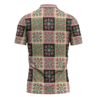 Seamless Pattern Pikake Lei Zipper Polo Shirt Floral Squares Pikake - Polynesian Pride