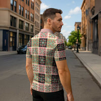 Seamless Pattern Pikake Lei Zipper Polo Shirt Floral Squares Pikake - Polynesian Pride