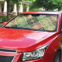 Seamless Pattern Puakenikeni and Kalo Auto Sun Shade - Polynesian Pride