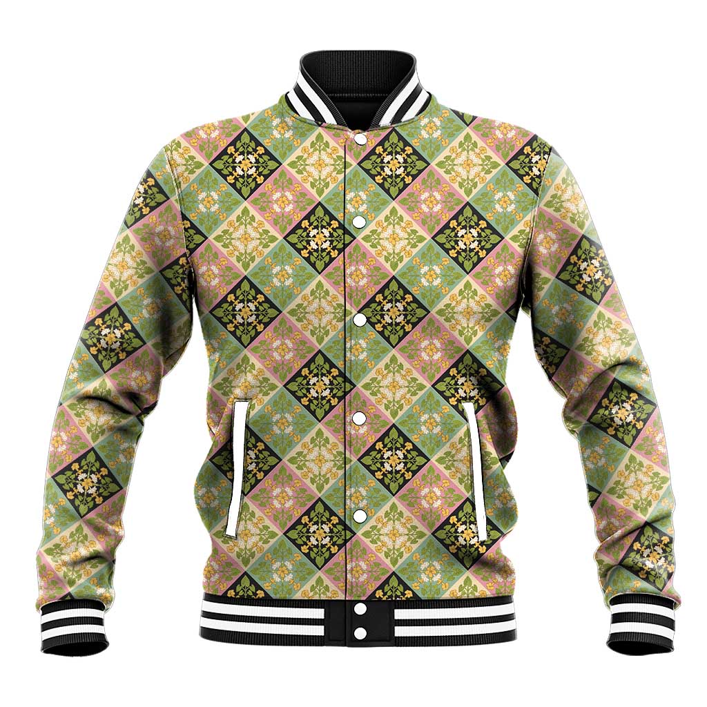 Seamless Pattern Puakenikeni and Kalo Baseball Jacket - Polynesian Pride