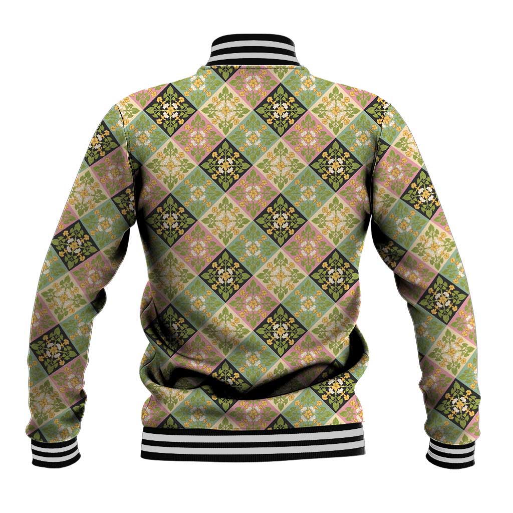 Seamless Pattern Puakenikeni and Kalo Baseball Jacket - Polynesian Pride