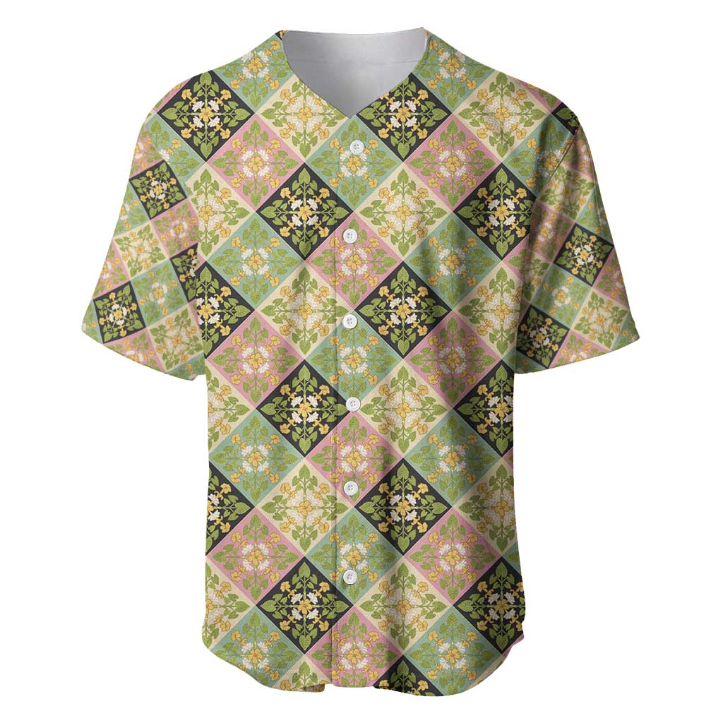 Seamless Pattern Puakenikeni and Kalo Baseball Jersey - Polynesian Pride