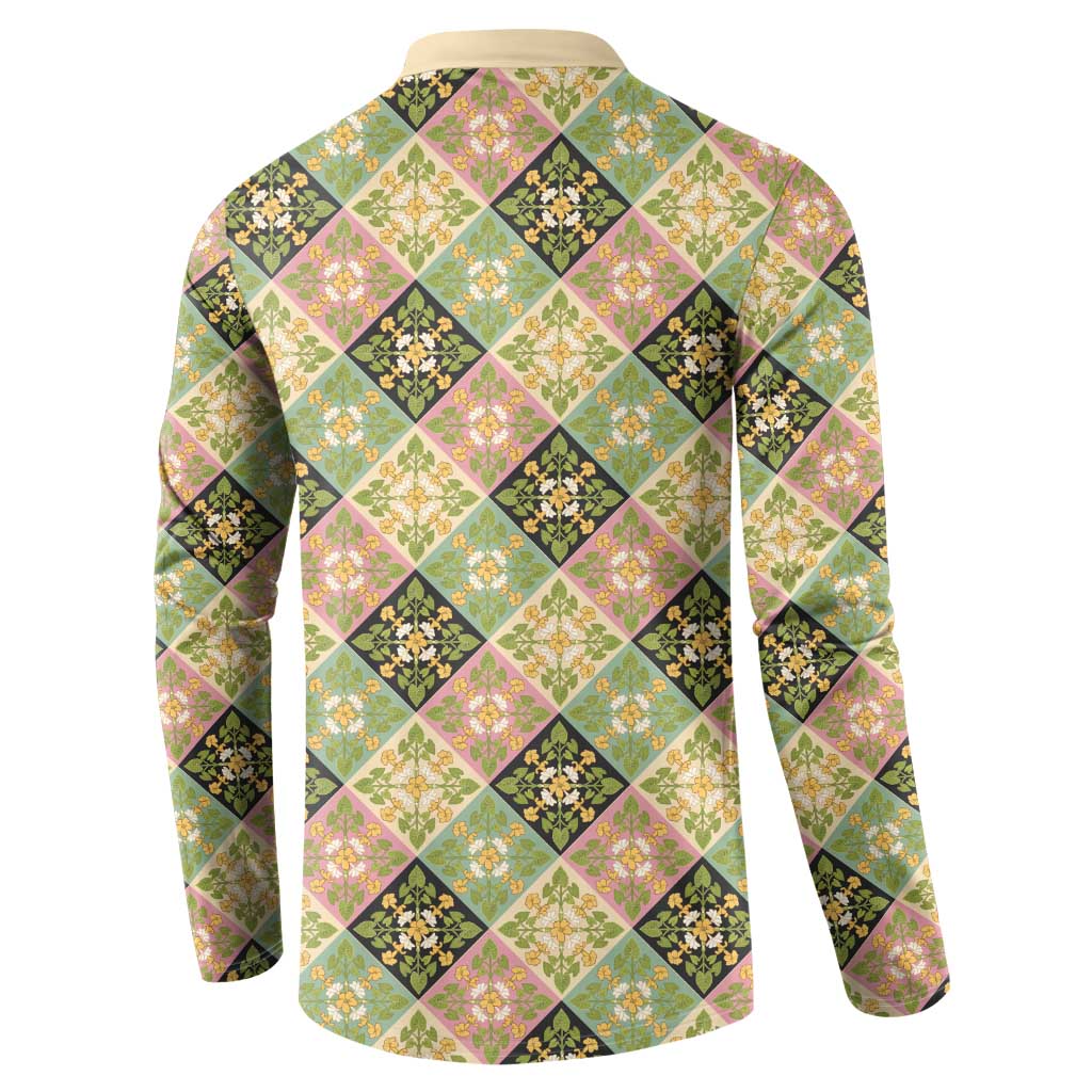Seamless Pattern Puakenikeni and Kalo Button Sweatshirt - Polynesian Pride