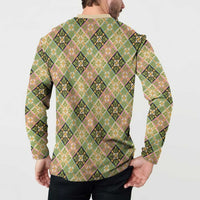 Seamless Pattern Puakenikeni and Kalo Button Sweatshirt - Polynesian Pride