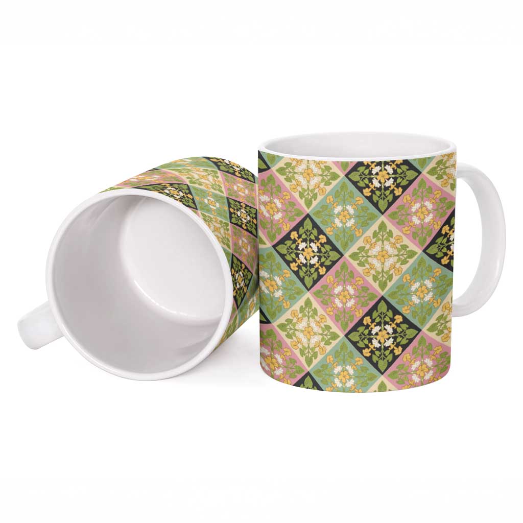 Seamless Pattern Puakenikeni and Kalo Ceramic Mug - Polynesian Pride