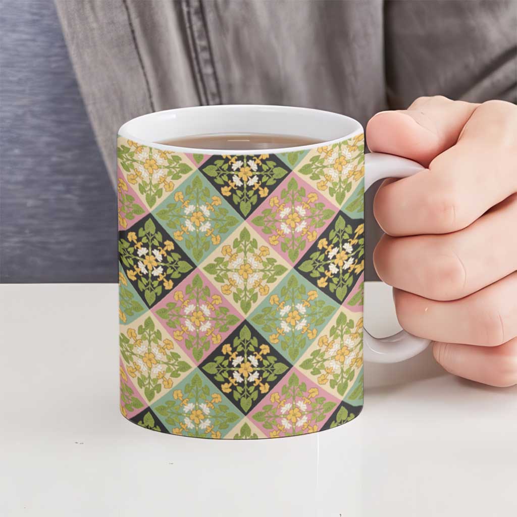 Seamless Pattern Puakenikeni and Kalo Ceramic Mug - Polynesian Pride