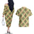 Seamless Pattern Puakenikeni and Kalo Couples Matching Off The Shoulder Long Sleeve Dress and Hawaiian Shirt - Polynesian Pride