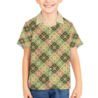 Seamless Pattern Puakenikeni and Kalo Family Matching Long Sleeve Bodycon Dress and Hawaiian Shirt - Polynesian Pride