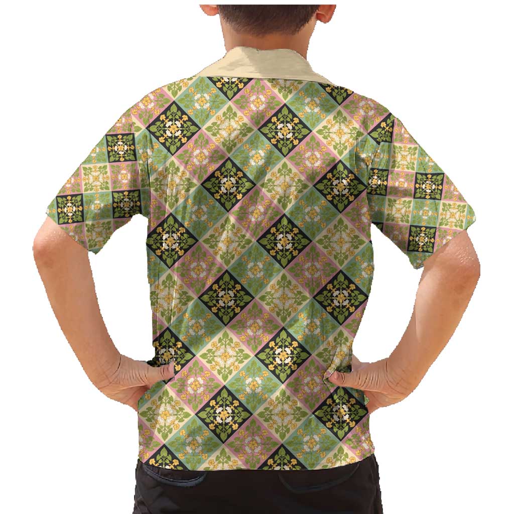 Seamless Pattern Puakenikeni and Kalo Family Matching Mermaid Dress and Hawaiian Shirt - Polynesian Pride