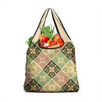 Seamless Pattern Puakenikeni and Kalo Grocery Bag - Polynesian Pride