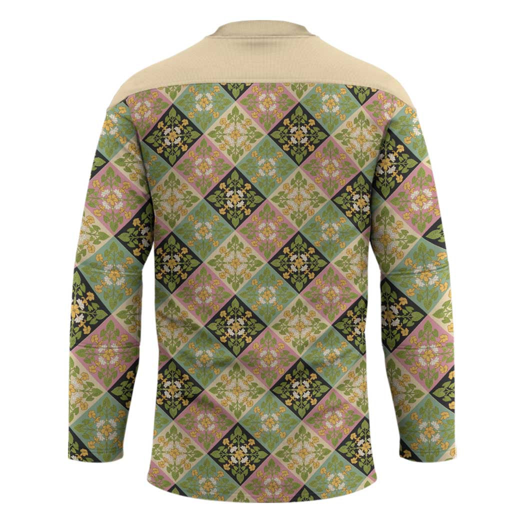 Seamless Pattern Puakenikeni and Kalo Hockey Jersey - Polynesian Pride