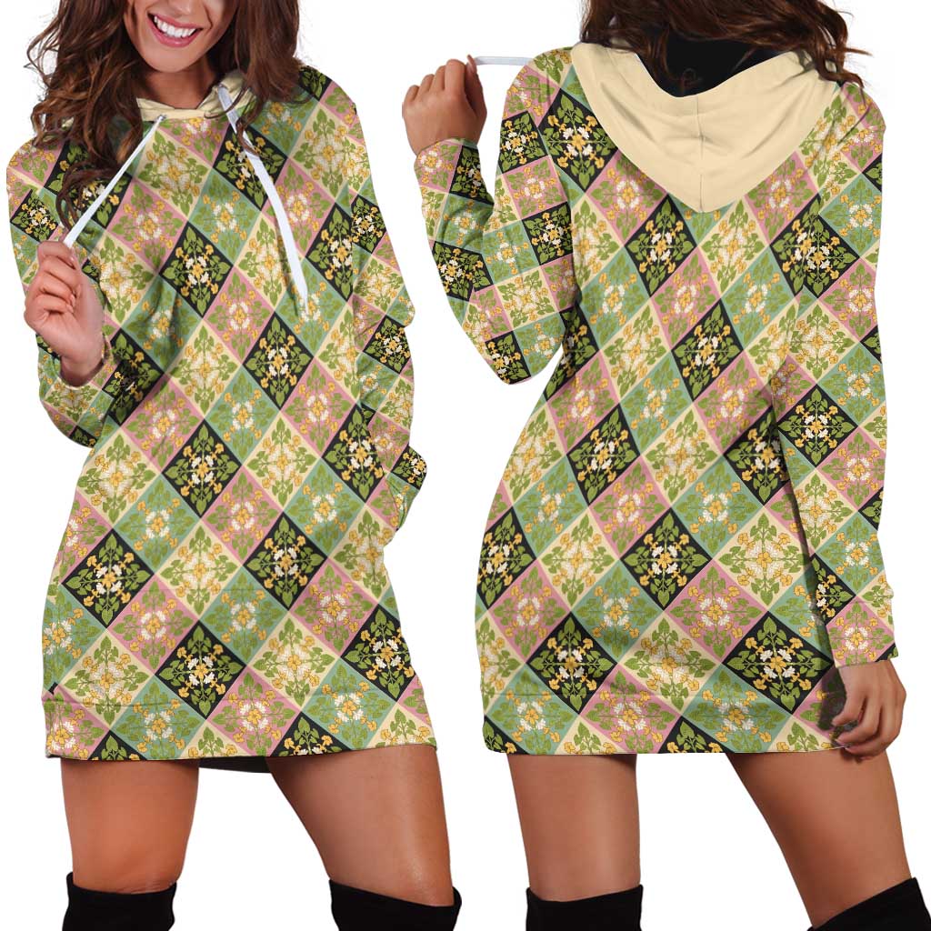 Seamless Pattern Puakenikeni and Kalo Hoodie Dress - Polynesian Pride