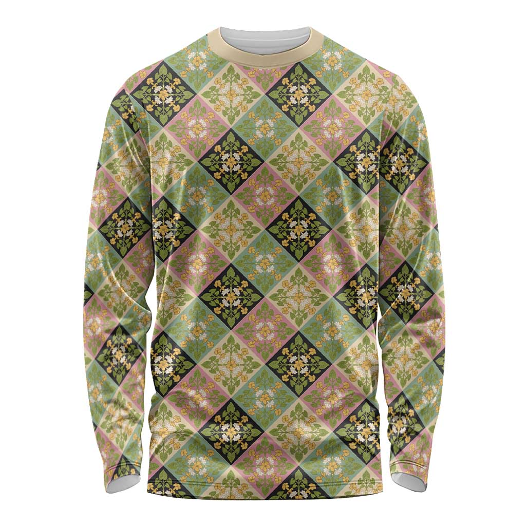 Seamless Pattern Puakenikeni and Kalo Long Sleeve Shirt - Polynesian Pride