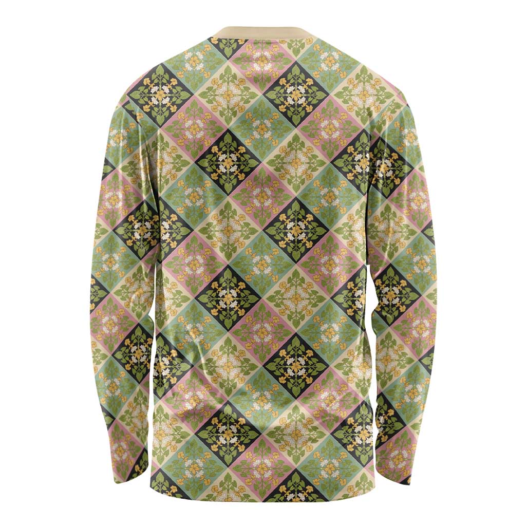 Seamless Pattern Puakenikeni and Kalo Long Sleeve Shirt - Polynesian Pride