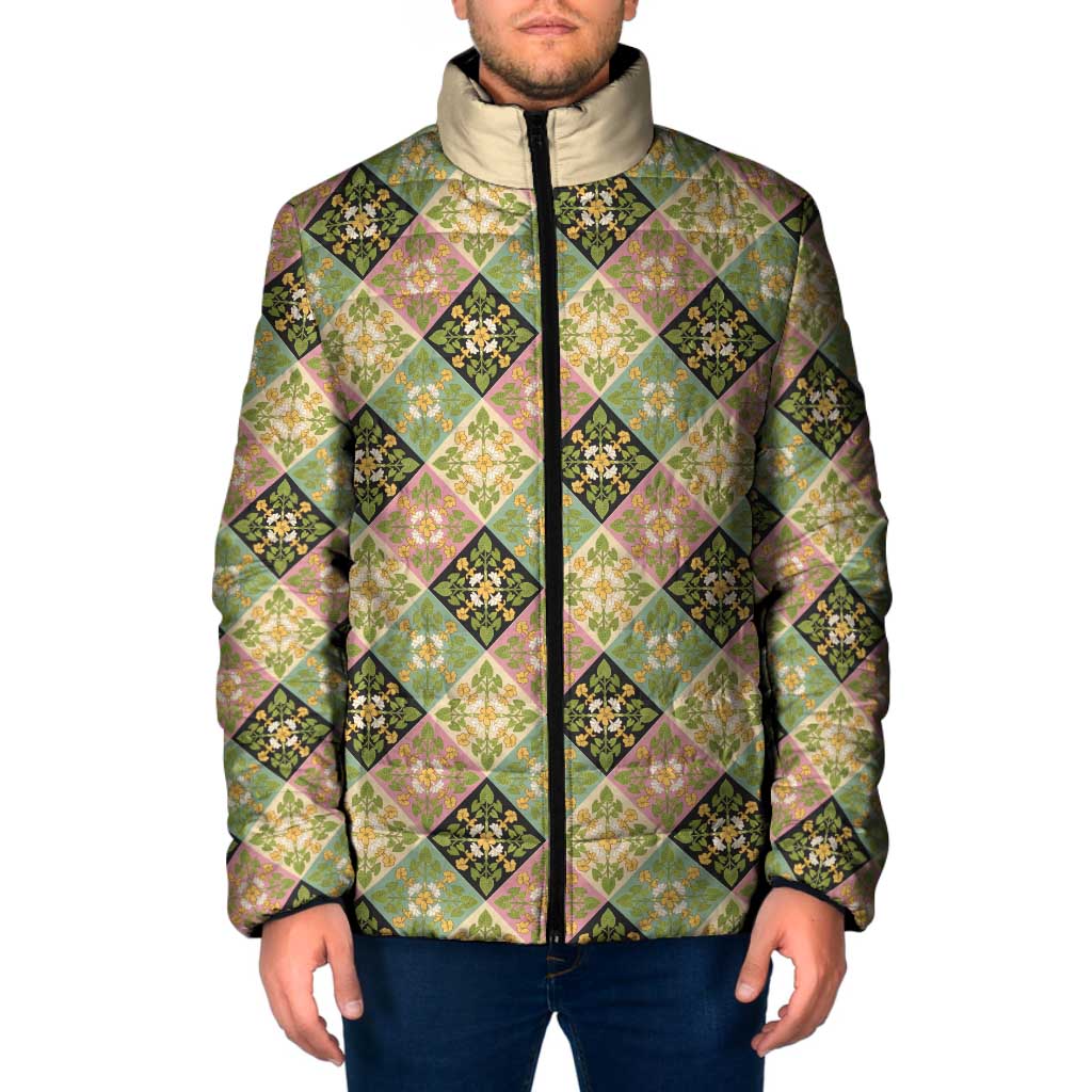 Seamless Pattern Puakenikeni and Kalo Padded Jacket - Polynesian Pride
