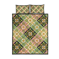 Seamless Pattern Puakenikeni and Kalo Quilt Bed Set - Polynesian Pride