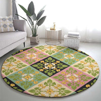 Seamless Pattern Puakenikeni and Kalo Round Carpet - Polynesian Pride