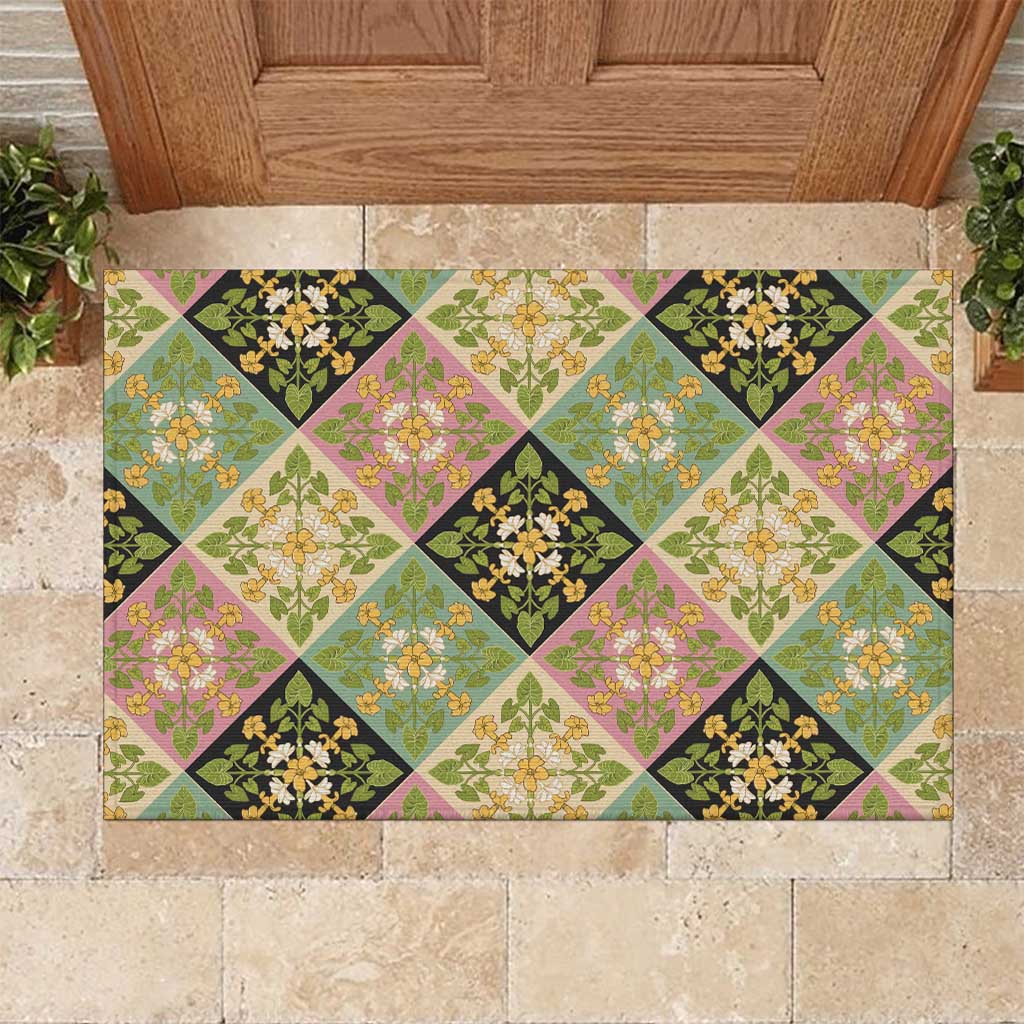 Seamless Pattern Puakenikeni and Kalo Rubber Doormat - Polynesian Pride