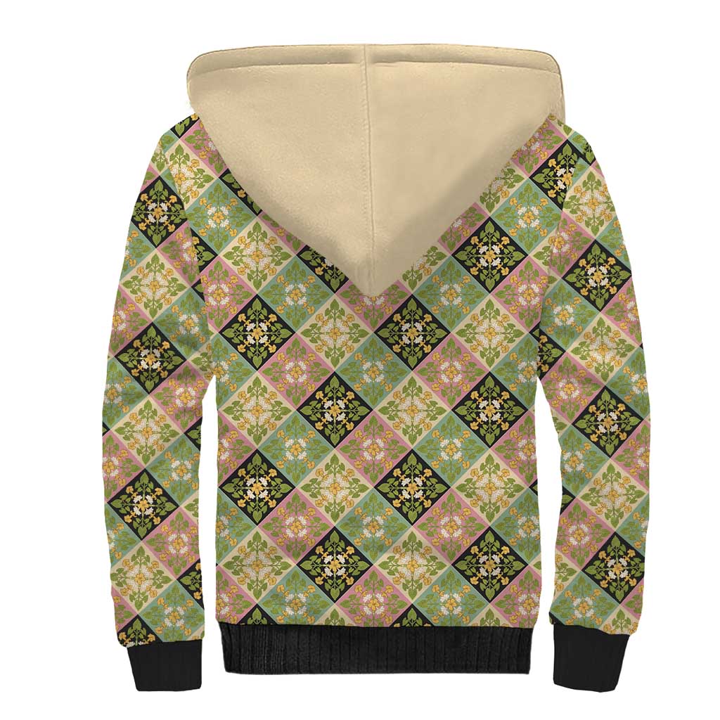 Seamless Pattern Puakenikeni and Kalo Sherpa Hoodie - Polynesian Pride