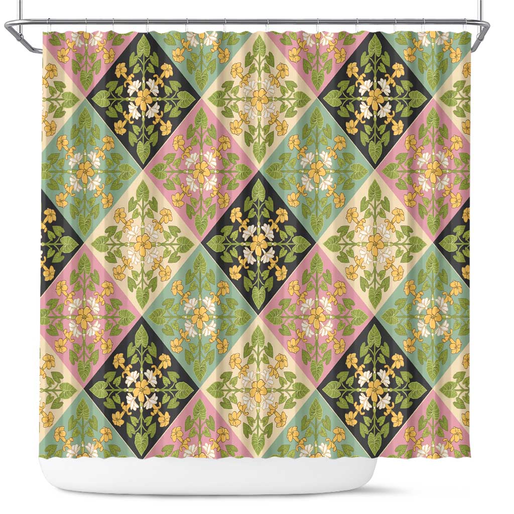 Seamless Pattern Puakenikeni and Kalo Shower Curtain - Polynesian Pride