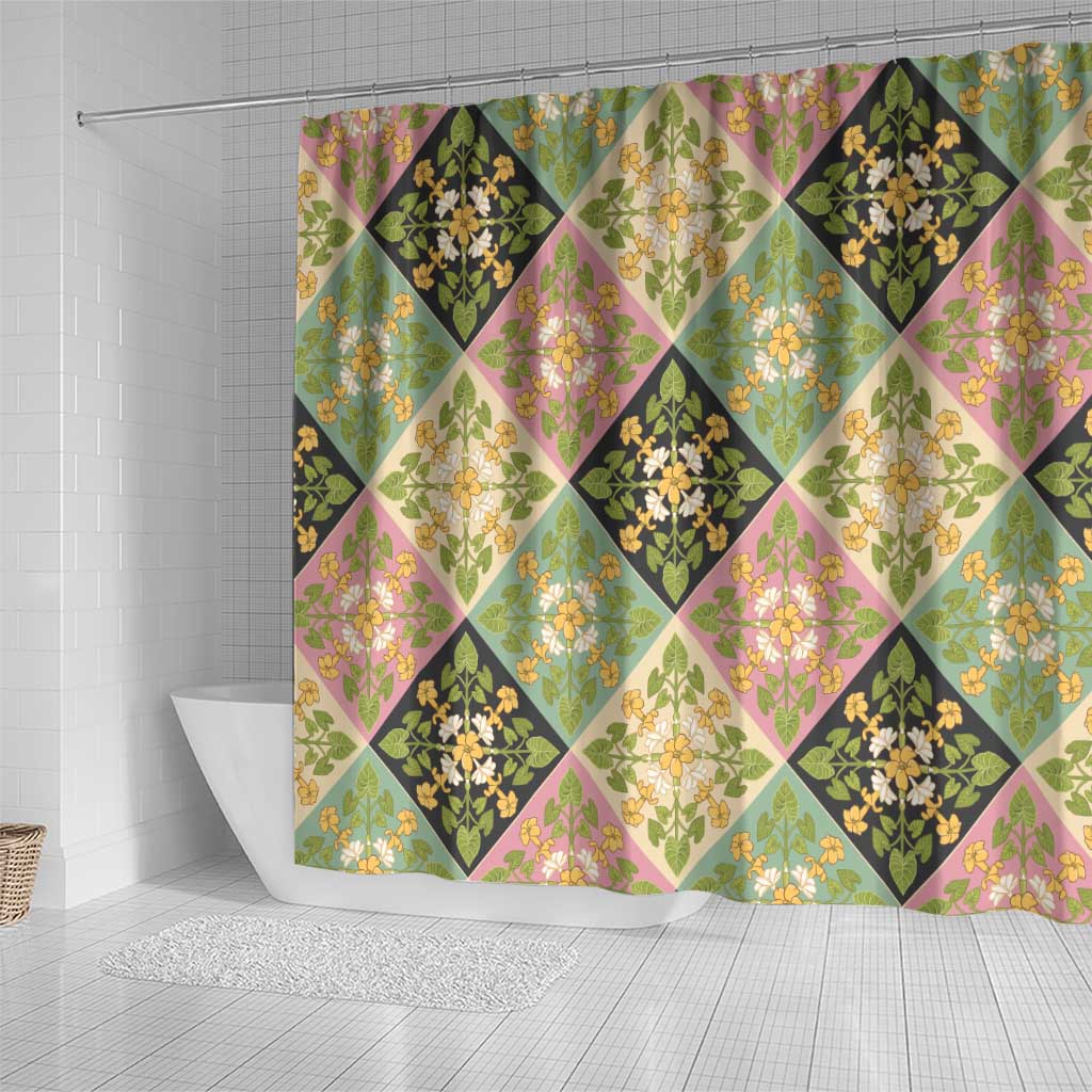 Seamless Pattern Puakenikeni and Kalo Shower Curtain - Polynesian Pride