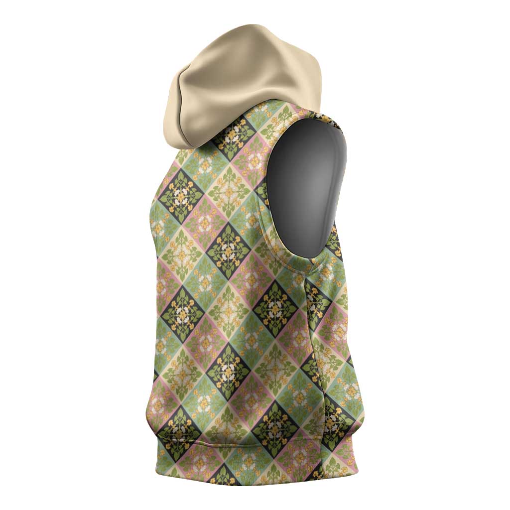 Seamless Pattern Puakenikeni and Kalo Sleeveless Hoodie LT9 - Polynesian Pride