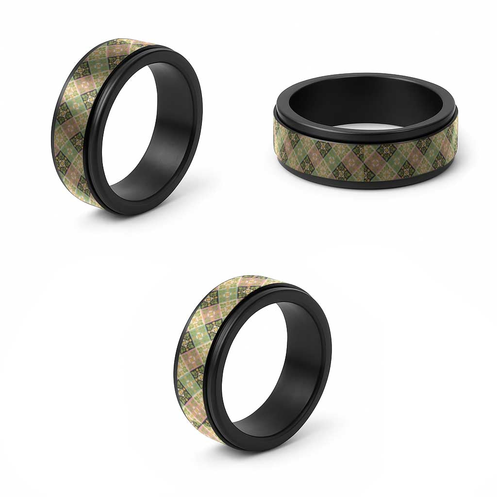 Seamless Pattern Puakenikeni and Kalo Spinner Ring - Polynesian Pride