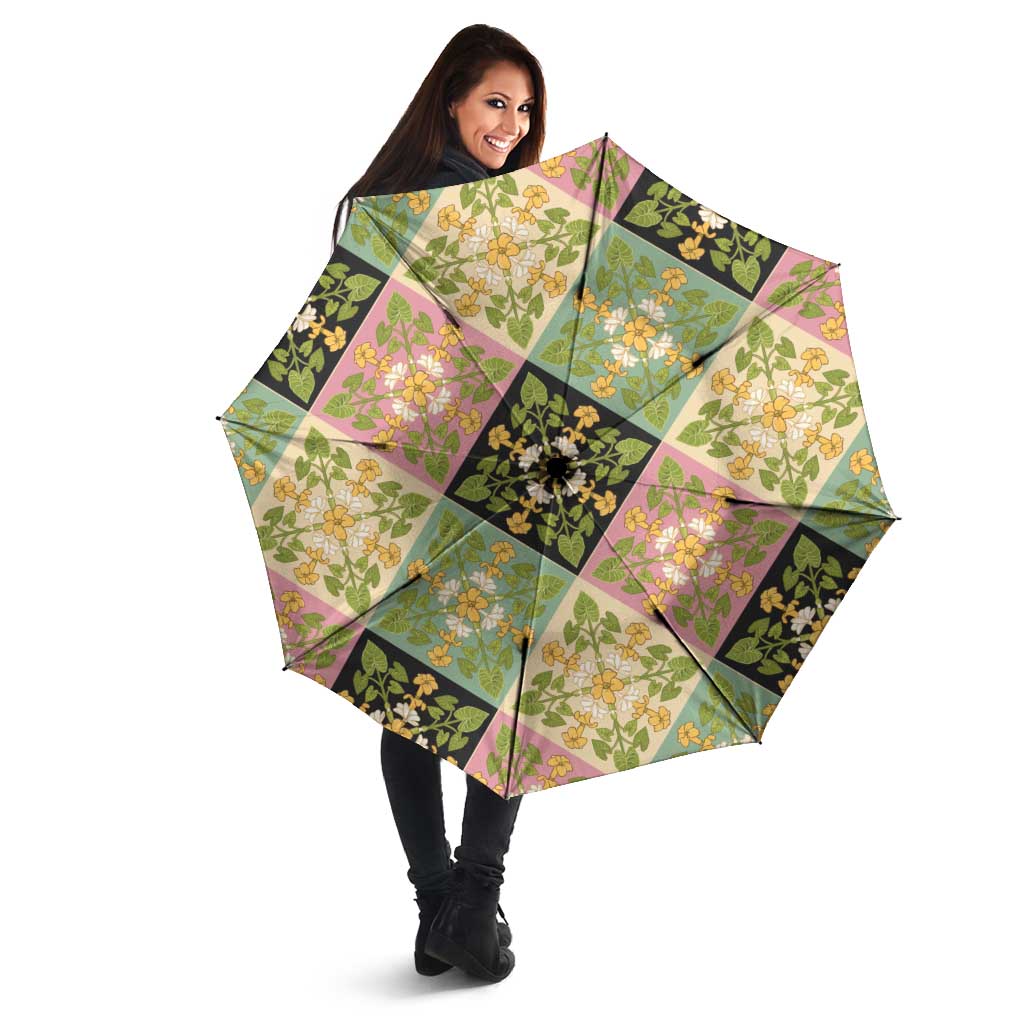 Seamless Pattern Puakenikeni and Kalo Umbrella - Polynesian Pride