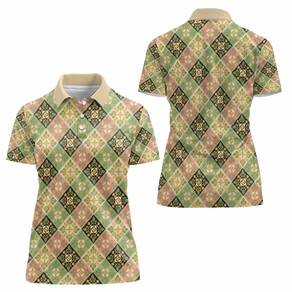 Seamless Pattern Puakenikeni and Kalo Women Polo Shirt - Polynesian Pride