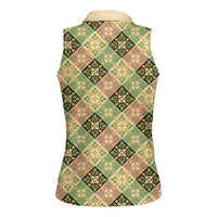 Seamless Pattern Puakenikeni and Kalo Women Sleeveless Polo Shirt - Polynesian Pride