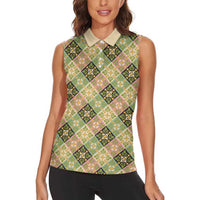 Seamless Pattern Puakenikeni and Kalo Women Sleeveless Polo Shirt - Polynesian Pride