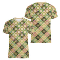 Seamless Pattern Puakenikeni and Kalo Women V-Neck T-Shirt LT9 - Polynesian Pride