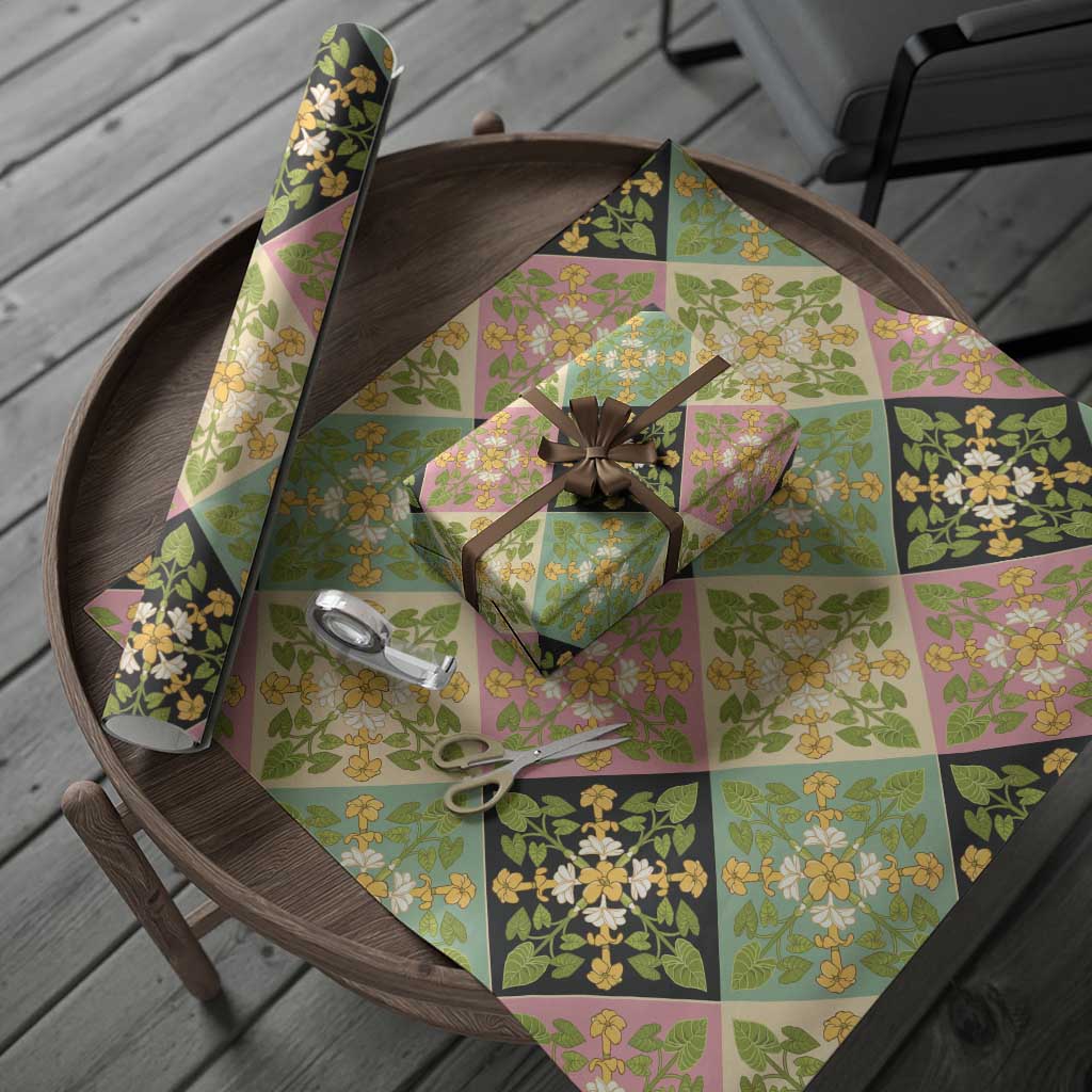 Seamless Pattern Puakenikeni and Kalo Wrapping Paper - Polynesian Pride