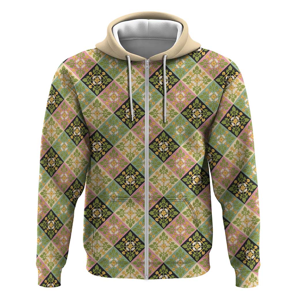 Seamless Pattern Puakenikeni and Kalo Zip Hoodie - Polynesian Pride