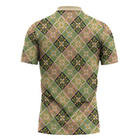 Seamless Pattern Puakenikeni and Kalo Zipper Polo Shirt - Polynesian Pride